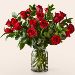 24朵紅玫瑰配玻璃花瓶