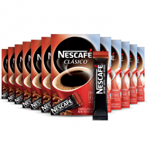 NESCAFE CLASICO, Dark Roast Instant Coffee, 12 boxes (84 packets) @ Amazon