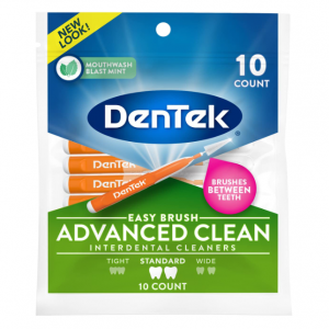 DenTek Easy Brush Advanced Clean Interdental Cleaners, Standard, 10 Count @ Amazon