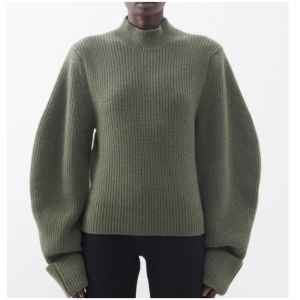 SA SU PHI Balloon-sleeve ribbed-knit 针织衫