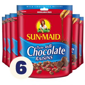 Sun-Maid Pure Milk Chocolate Raisins, 7 oz Resealable Bags (Pack of 6) @ Amazon