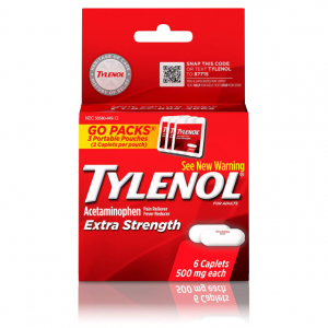 Tylenol Extra Strength Caplets with 500 mg Acetaminophen, 6 ct @ Amazon