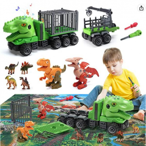 skirtoy 恐龙运输车 可拆解STEM玩具 @ Amazon, 适合3-8岁儿童