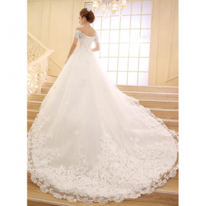 Tbdress露肩超长婚纱