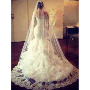 Tbdress超长婚纱带头纱