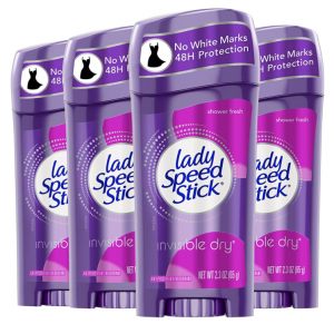 Lady Speed Stick Invisible Dry Antiperspirant Deodorant, Shower Fresh, 2.3 oz, 4 Pack @ Amazon