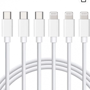 73% off USB C to Lightning Cable [Apple MFi Certified] 3Pack 6FT iPhone Fast Charger Cable @Amazon