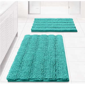 SoftDuo Thick Bathroom Rugs Bath Mat,2 Piece,24"x17"+17"x47",Eggshell Blue @ Amazon