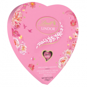 Lindt LINDOR 情人节草莓奶油白巧克力礼盒 5.5oz @ Amazon