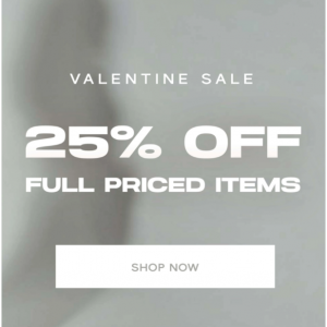 Valentine Sale - 25% Off Full Price Items @ BNKR