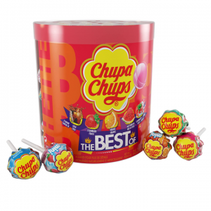 Chupa Chups Candy, Lollipops Drum Display, 60 Count, 5 Assorted Candy Flavors @ Amazon