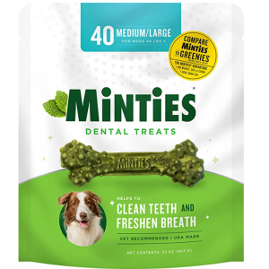 Minties 狗狗洁牙棒 40支装 适合体重40磅以上狗狗 @! Amazon