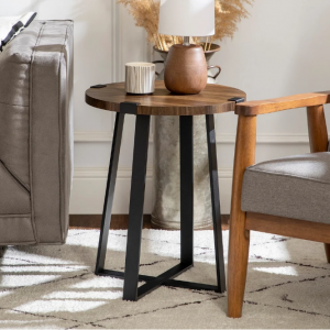 Middlebrook Barnett 圆形金属环绕边桌 - 黑胡桃木