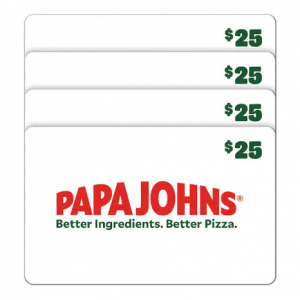 Papa Johns Four $25 E-Gift Cards @ Costco