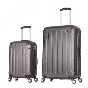 Intely 20 英寸/28 英寸灰色智能硬边套装，带 USB 端口和集成体重秤（2 件套）