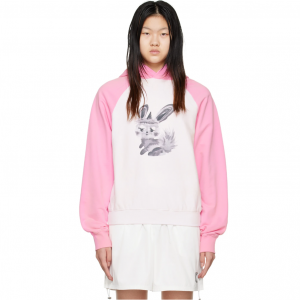 69% Off WE11DONE Off-White & Pink Rabbit Hoodie @ SSENSE