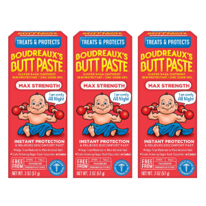 Boudreaux's Butt Paste Maximum Strength Diaper Rash Cream, 2 oz Tube, 3 Pack @ Amazon