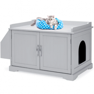 Large Wooden Cat Litter Box Enclosure & Storage Cabinet w/ Magazine Rack @ Best Choice Products