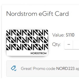 Buy a $100 Nordstrom Gift Card and get a $10 Bonus Load @eGifter