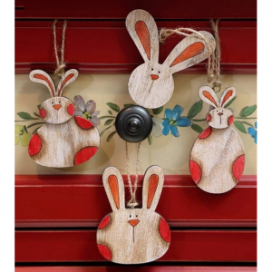 1件复活节兔子设计木制壁挂