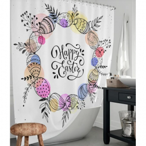 复活节彩蛋印花防水浴帘