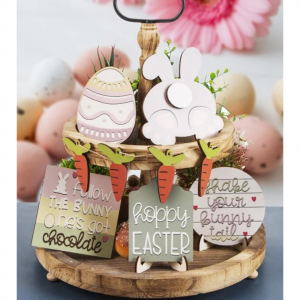 1套复活节彩蛋和兔子设计装饰工艺品