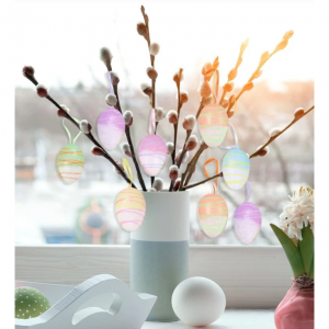 6件装纸蛋装饰，复活节混色挂蛋，家居装饰