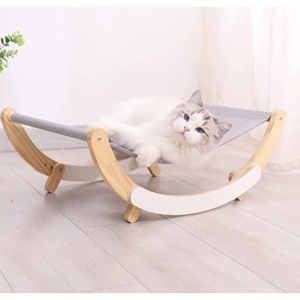 LCRUNONE Cat Hammock, Pet Bed, Solid Wood Fancy Swing Chair @ Amazon