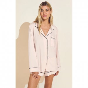 女士长袖短裤睡衣套装