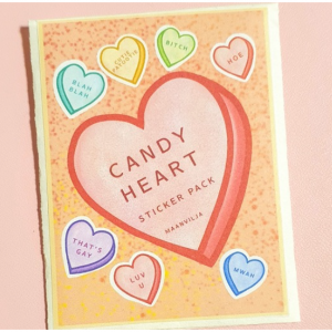 Candy Heart holo sticker pack for $3.70 @Storenvy 