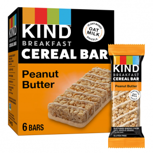KIND Breakfast Cereal Bars, Gluten Free Snacks, Peanut Butter, 9.3oz Box (36 Bars) @ Amazon