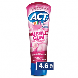 ACT Kids Anticavity Fluoride Toothpaste 4.6 oz. Bubble Gum Blowout @ Amazon