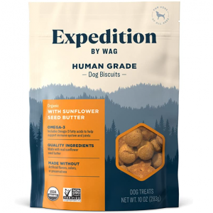 Wag Expedition Human Grade Organic Biscuits Dog Treats, Sunflower Seed Butter, 10oz @ Amazon