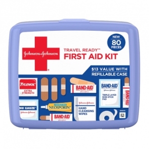 Johnson & Johnson Travel Ready Portable Emergency First Aid Kit @ Amazon