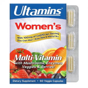 Ultamins, 女性多维生素含辅酶 Q10、菇类、酶、蔬菜、浆果,60 粒素食胶囊