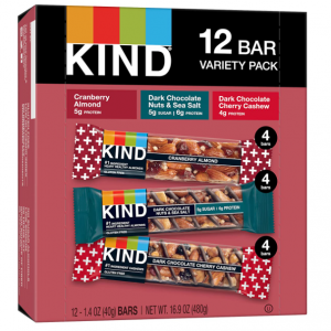 KIND Nut Bars Favorites, 3 Flavor Variety Pack, 12 Count, 1.4 Oz @ Amazon