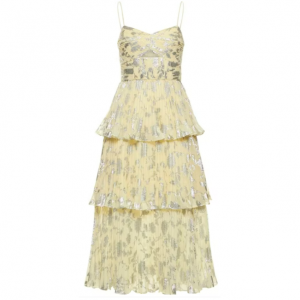 Self-portrait Metallic jacquard midi dress
