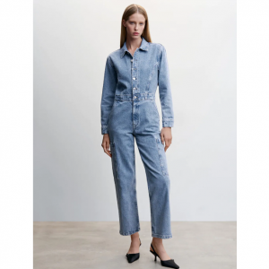 MANGO Denim cargo jumpsuit