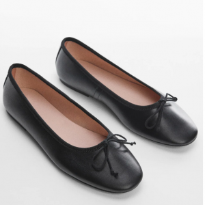 MANGO Bow leather ballerina