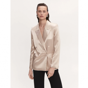 MANGO 缎面西装外套