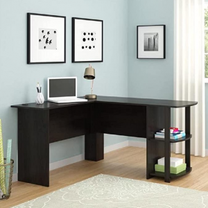 Ameriwood Home Dakota L-Shaped Desk with Bookshelves, Espresso @ Amazon