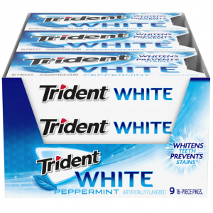 Trident White Peppermint Sugar Free Gum, 16 Count (Pack of 9) @ Amazon