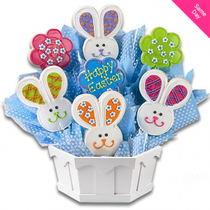 Easter 兔饼干花束 中号 7 块饼干