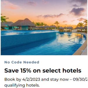 15% off select hotels @Priceline