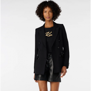 Karl Lagerfeld Paris Refined Twill Double Breasted Blazer