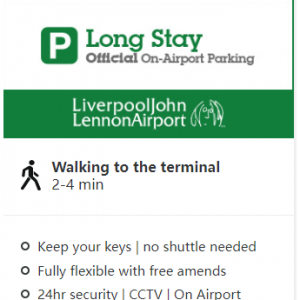 Long Stay Official on-airport parking - 7 days for £54.99  @Liverpool Airport