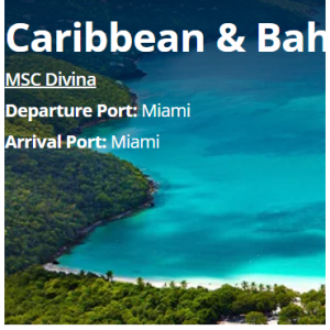 MSC Cruises - 加勒比&巴哈马3晚4日游，迈阿密出发，$129/人