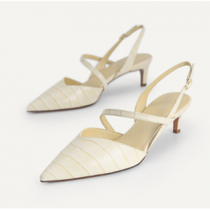 31% Off Croc-Effect Leather Slingback Pumps - Light Yellow @ Pedro Shoes