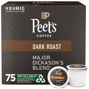 Peet's Coffee, Dark Roast K-Cup Pods for Keurig Brewers - Major Dickason's Blend 75 Count @ Amazon