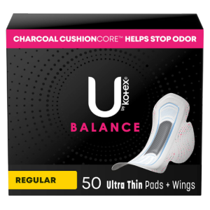 U by Kotex Balance Ultra Thin Pads with Wings, Regular Absorbency, 50 Count @ Amazon